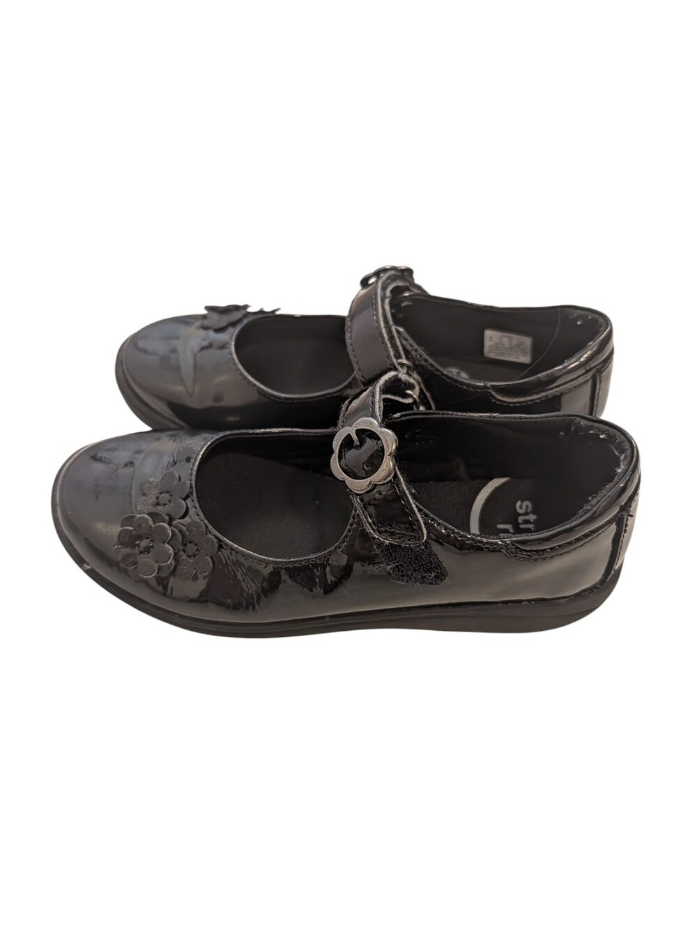Stride Ride Girls Black Mary Jane Shoes with Flower Accent Size 1